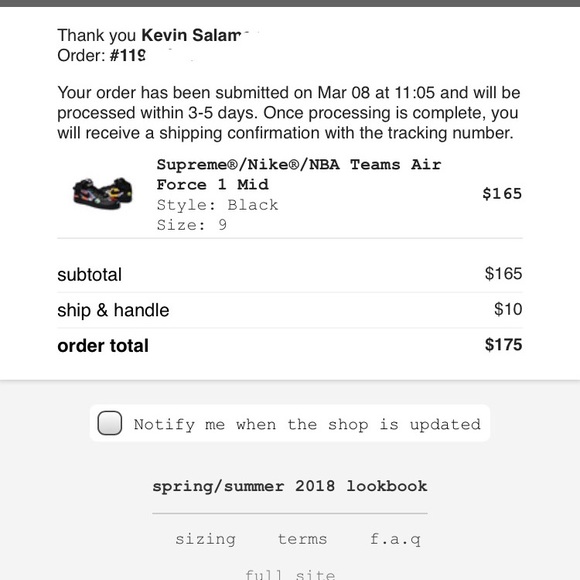 NBA x Nike x Supreme Air Force one mid size 9 - Picture 1 of 4